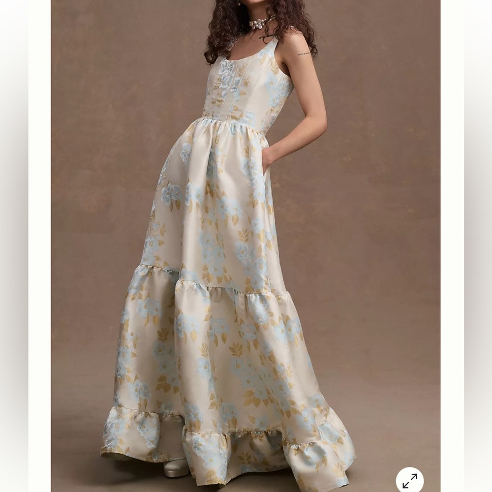 V CHAPMAN AVERY TIERED A-LINE CORSET GOWN